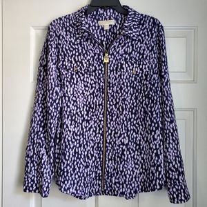 Blue Michael Kors Zipper Blouse
